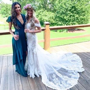 Backless ruffle emerald green dress